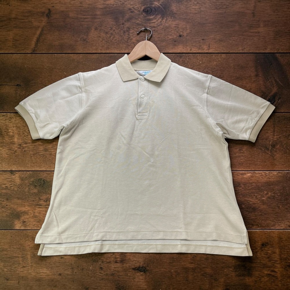NEW Vintage Brooks Brothers Mens Beige Pique Short Sleeve Polo Shirt Size Medium